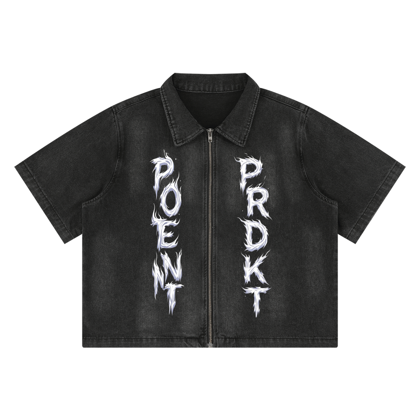 Unisex Vintage Washed Full-Zip Denim Shirt