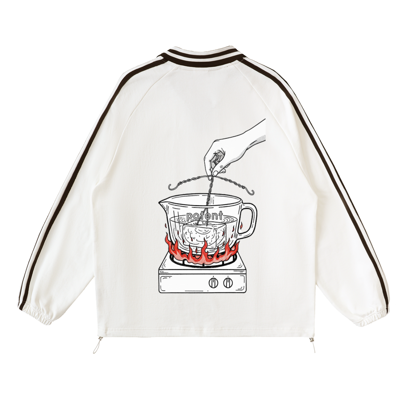 Contrast Striped Lapel Collar Sweatshirt