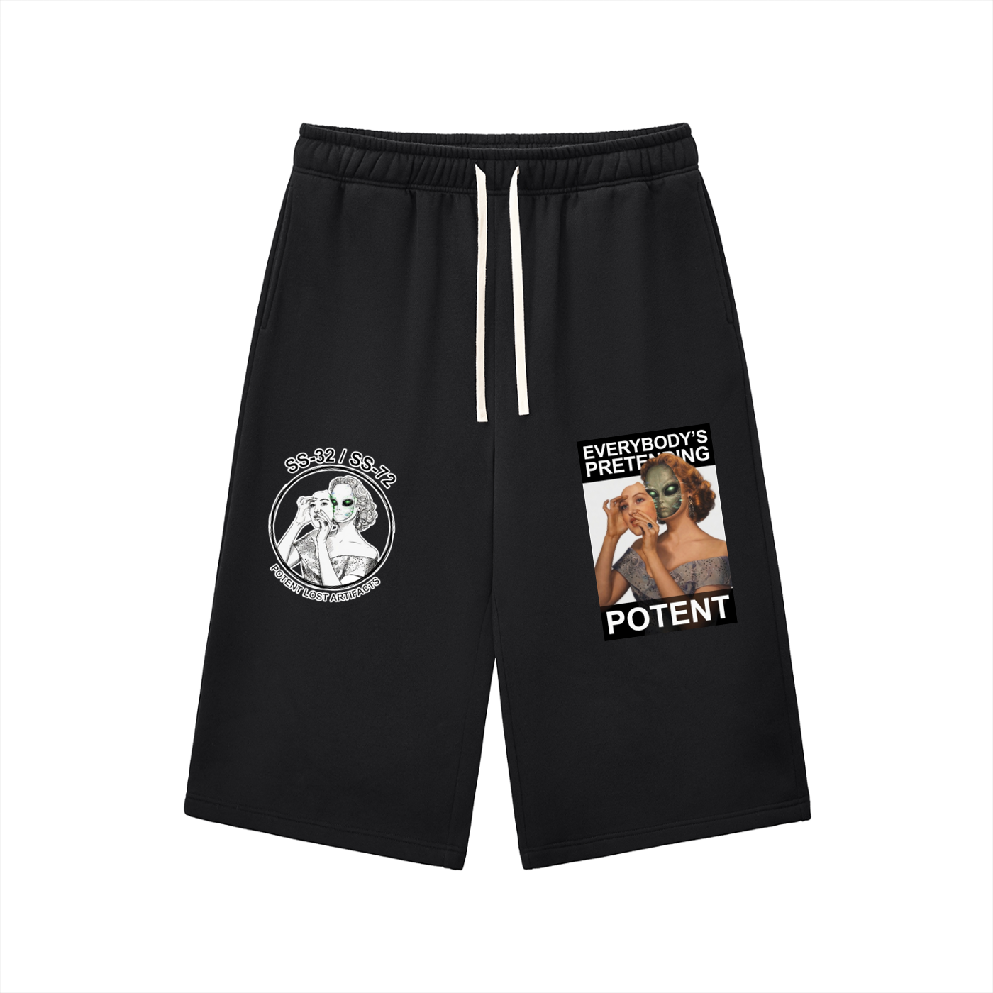 Relaxed Drawstring Three-quarter Sweatpants