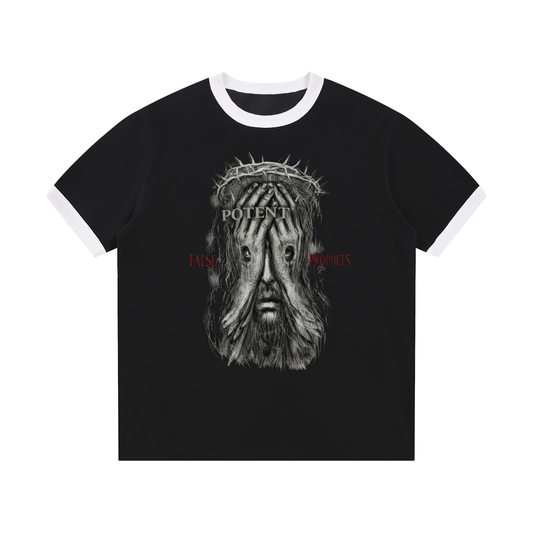 Contrast Edge Ribbed Crewneck T-Shirt