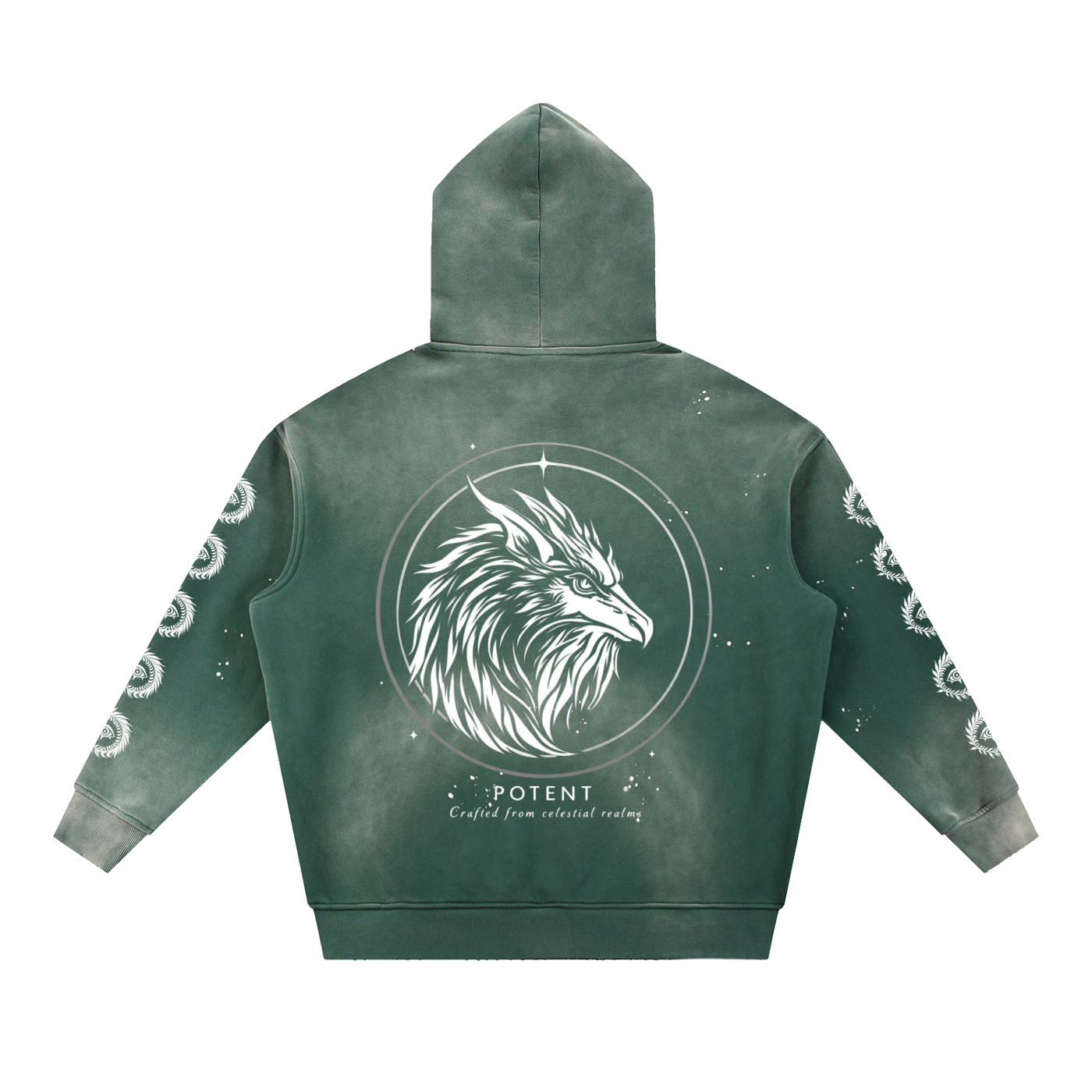 Vintage Washed Frayed Fleece Hoodie 360 GSM