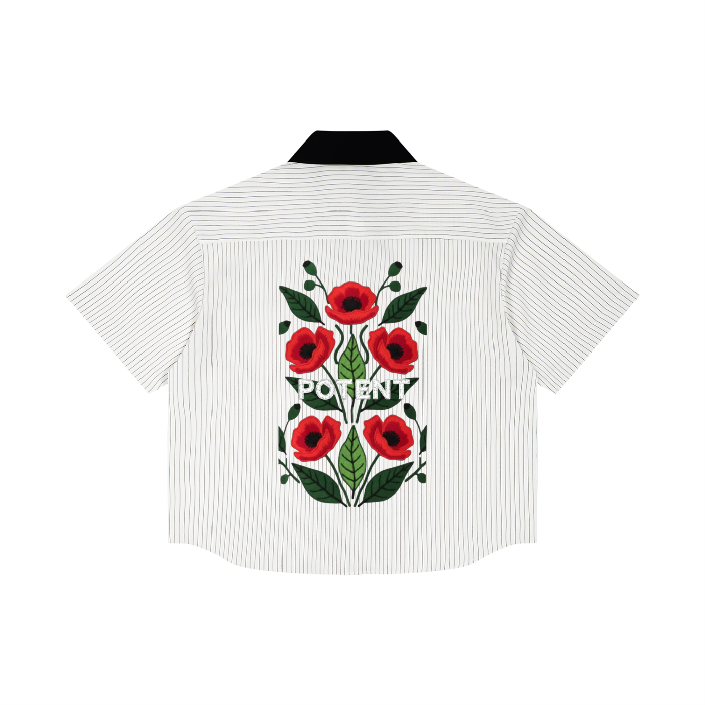 Unisex Striped Boxy Contrast Collar Shirt