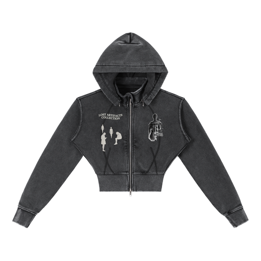Vintage Washed Cropped Fleece Hoodie