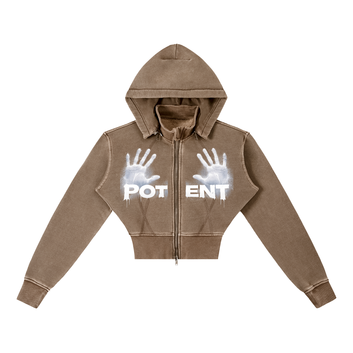 Vintage Washed Cropped Fleece Hoodie