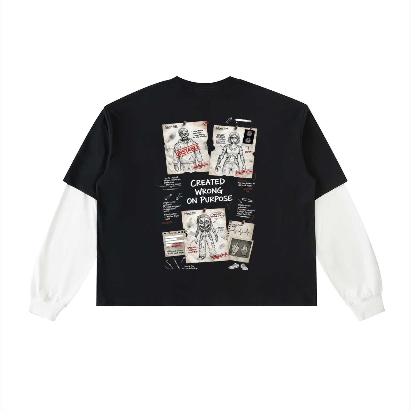 Layered Contrast Sleeve Cotton T-Shirt
