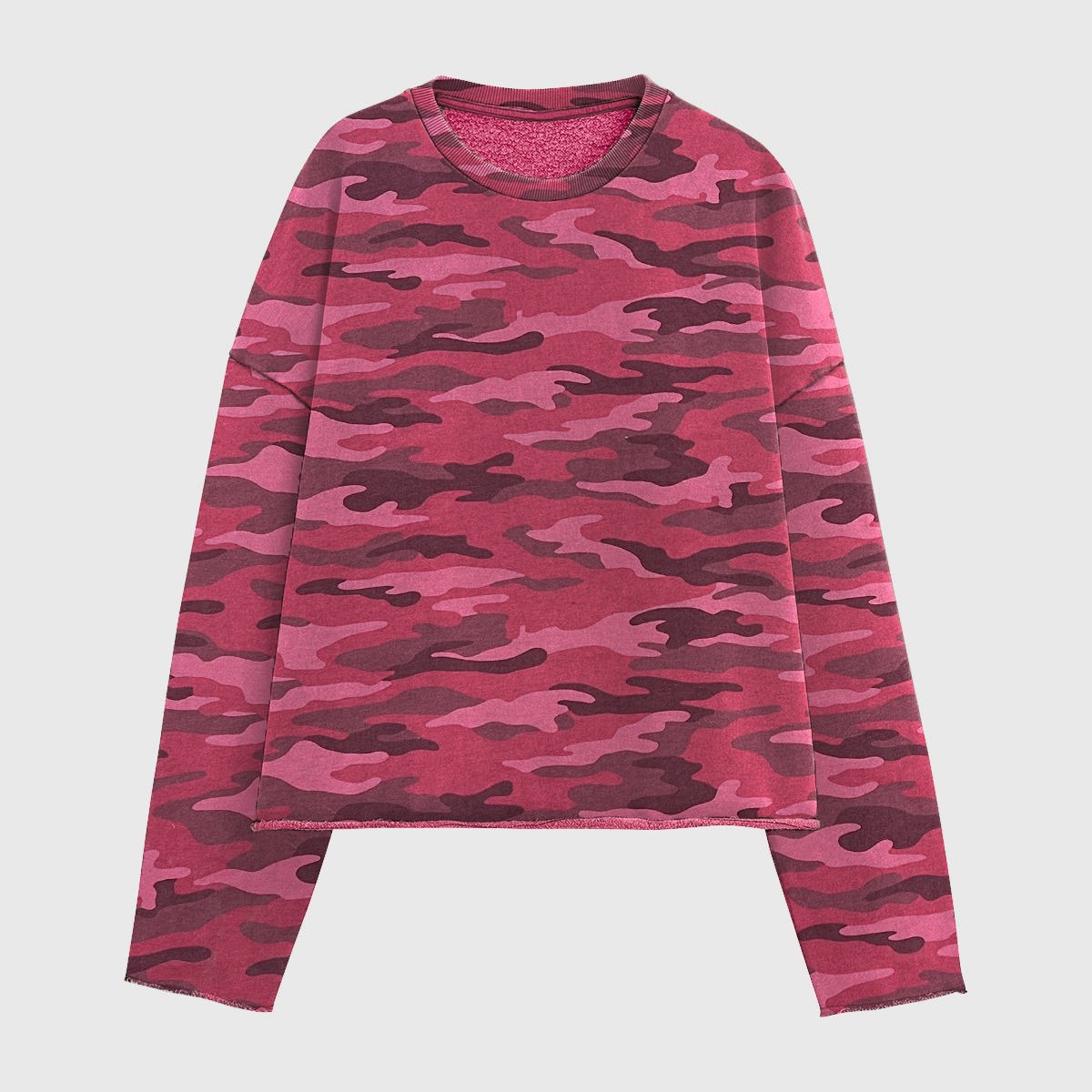 Unisex Heavyweight Rose Camo Cropped Crewneck Sweatshirt (420GSM)