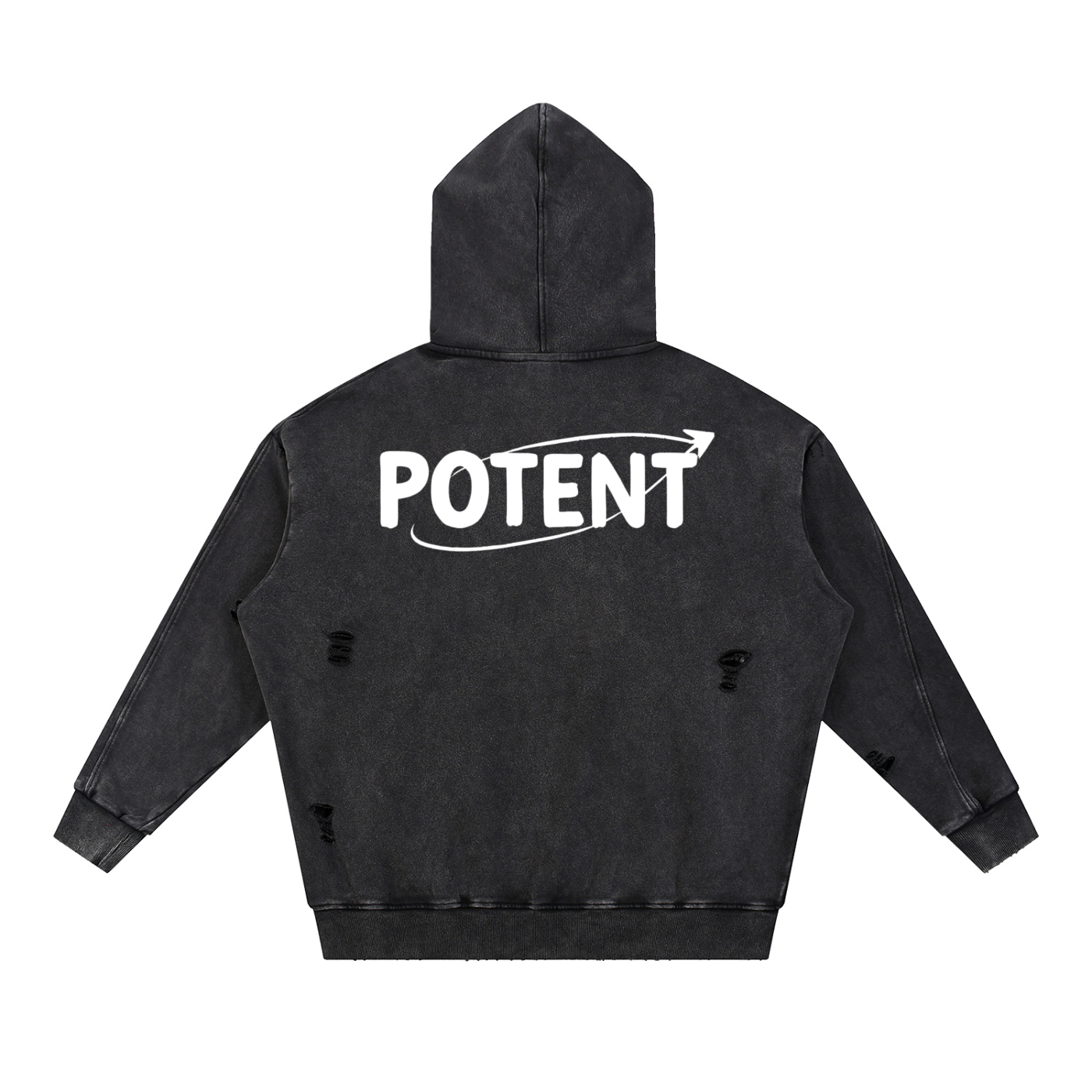 Snow Washed Distressed Panel Pocket Hoodie 420 GSM