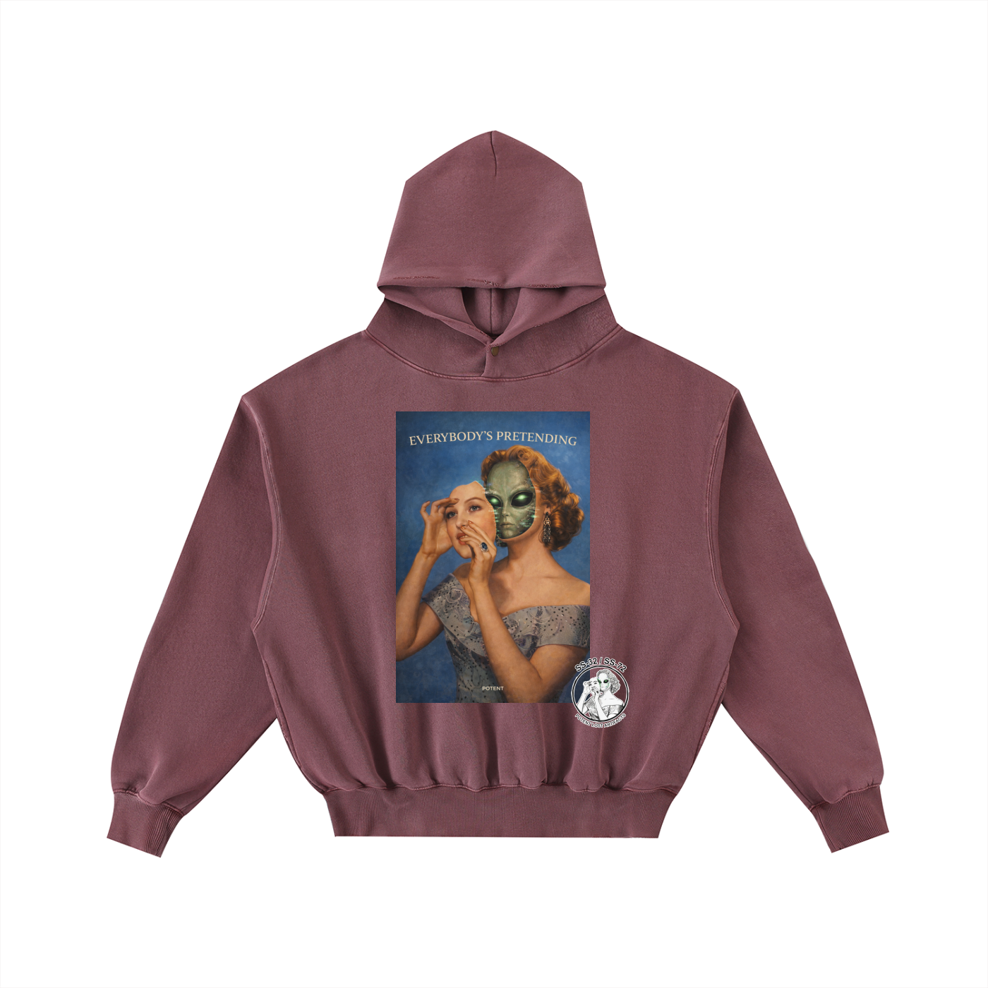 Frayed Enzyme Washed Fleece Hoodie