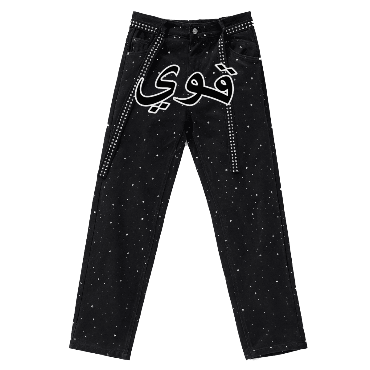 Unisex Rhinestone Star Loose Straight Jeans