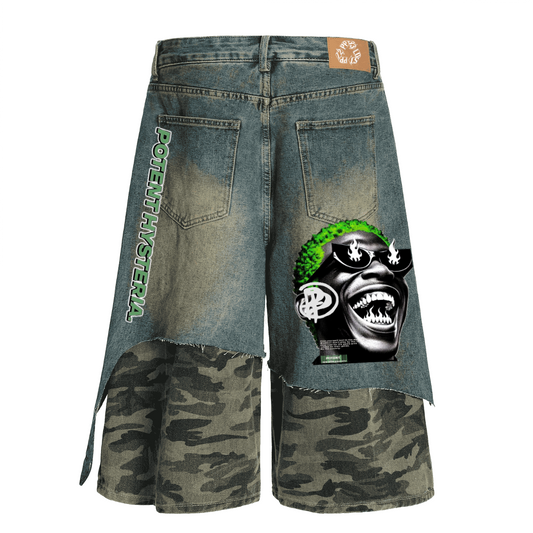 Unisex Camouflage Denim Shorts