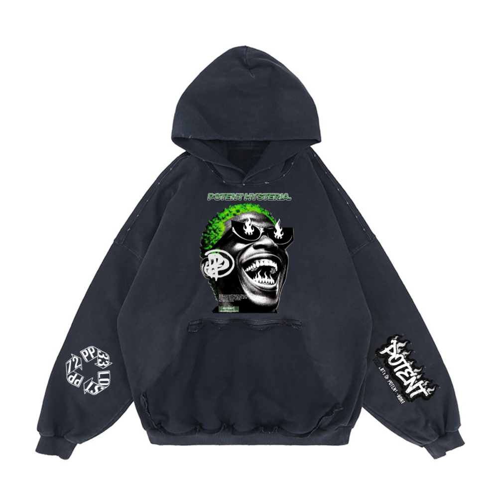 Heavyweight Reverse Pocket Design Distressed Hoodie (440GSM)