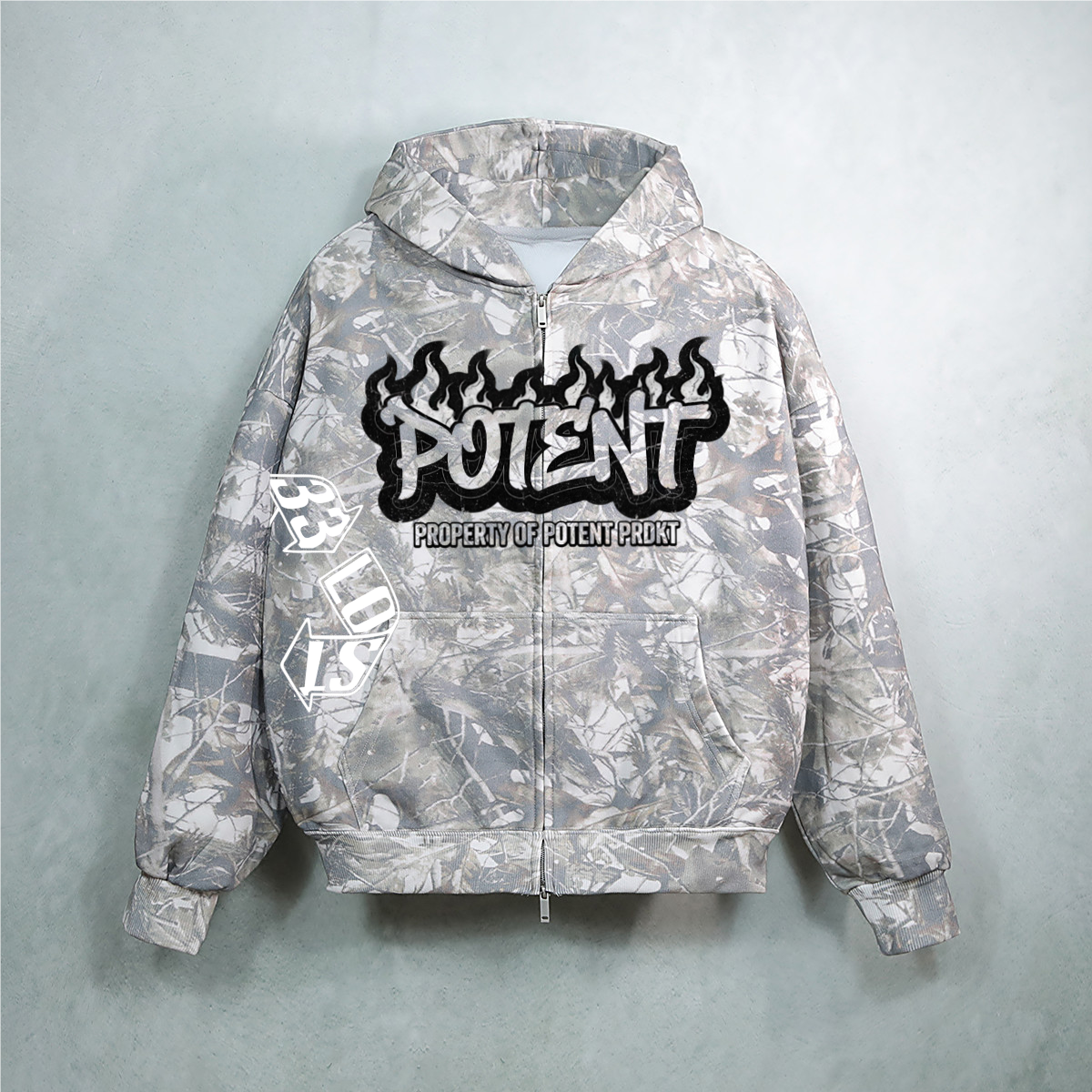 Unisex 100% Cotton Heavyweight French Terry Camo Zip-Up Hoodie (400 GSM)