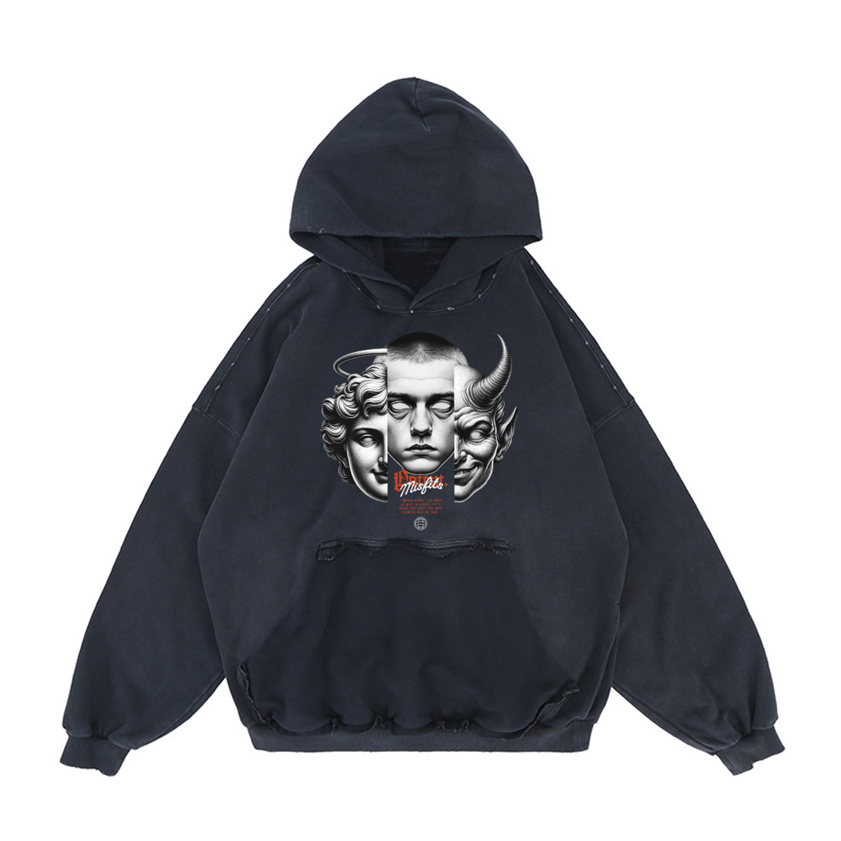 Heavyweight Reverse Pocket Design Distressed Hoodie (440GSM)