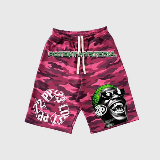 Unisex Heavyweight 100% Cotton French Terry Rose Camo Shorts (420GSM)
