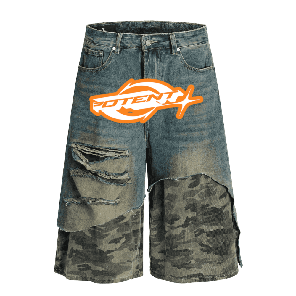 Unisex Camouflage Denim Shorts