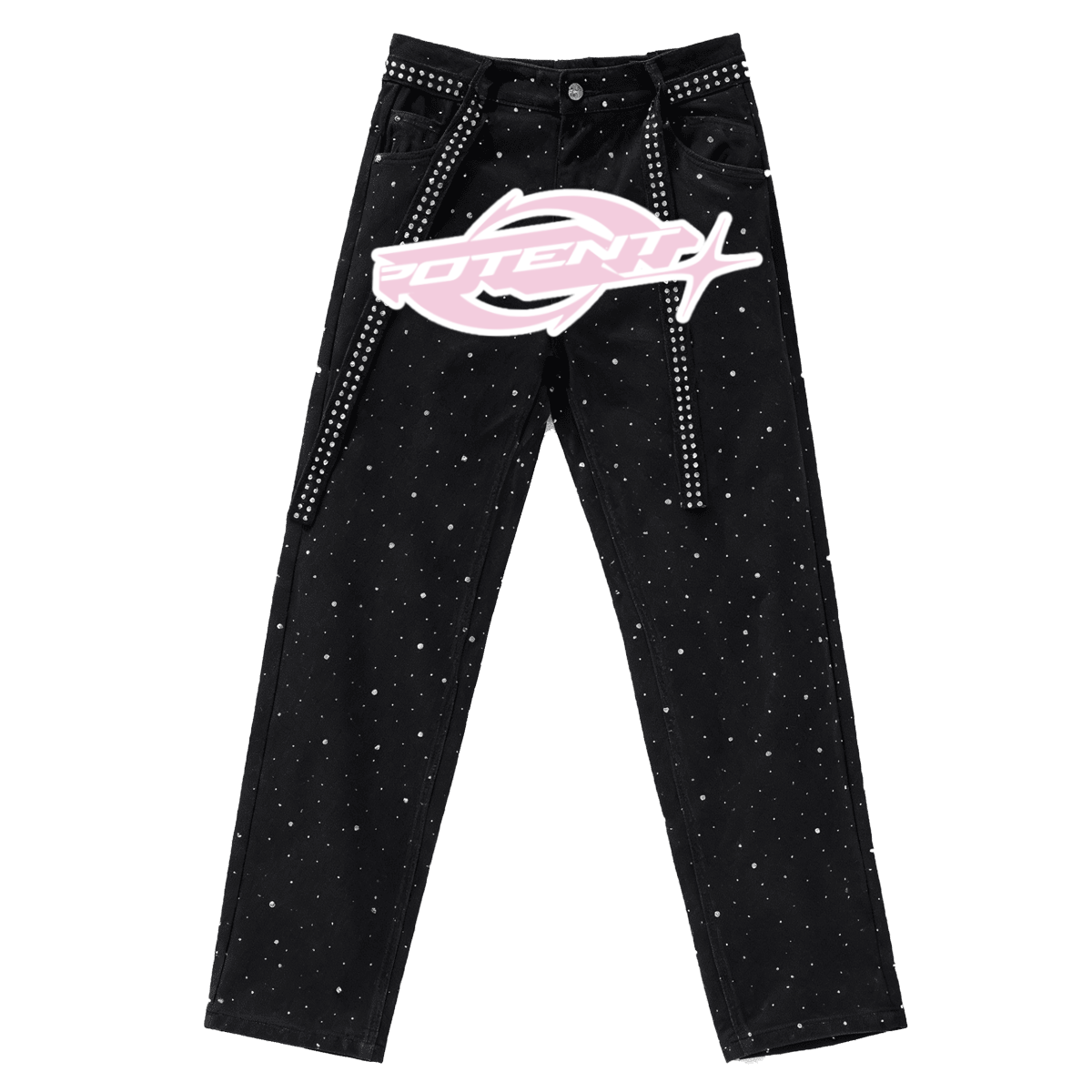 Unisex Rhinestone Star Loose Straight Jeans