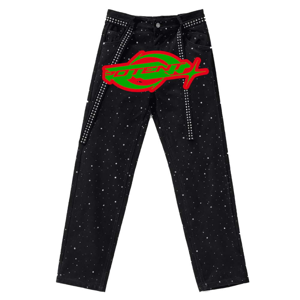 Unisex Rhinestone Star Loose Straight Jeans