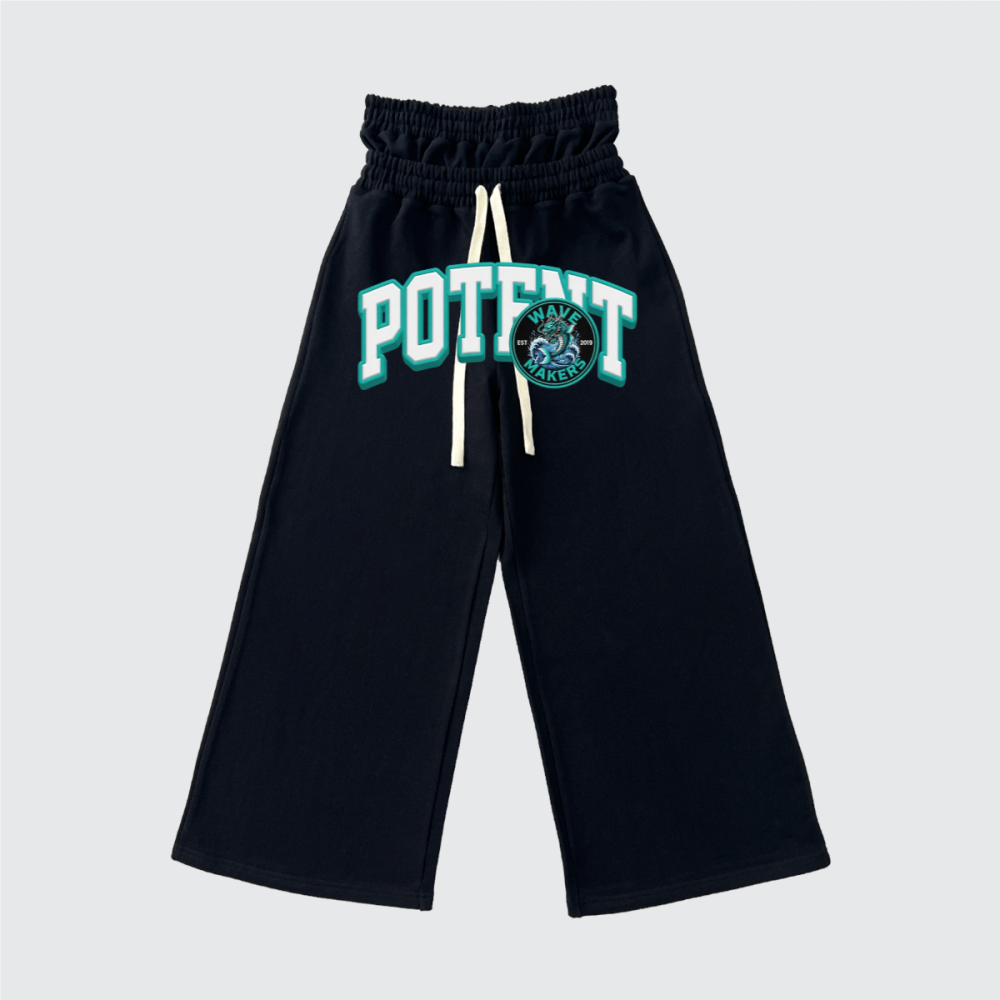 Unisex Heavyweight Double Waist Cotton French Terry Wide-Leg Sweatpants (420GSM)