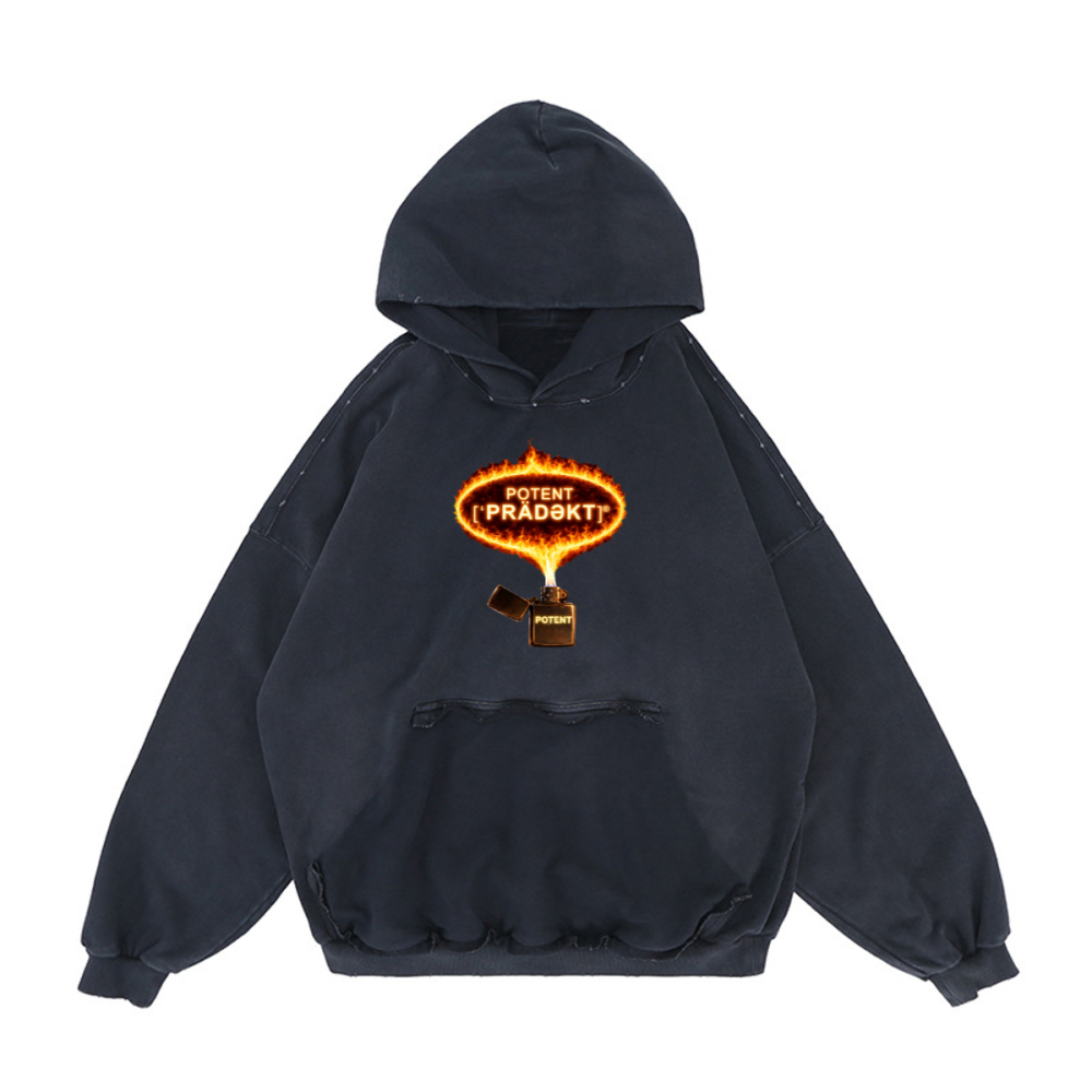Heavyweight Reverse Pocket Design Distressed Hoodie (440GSM)