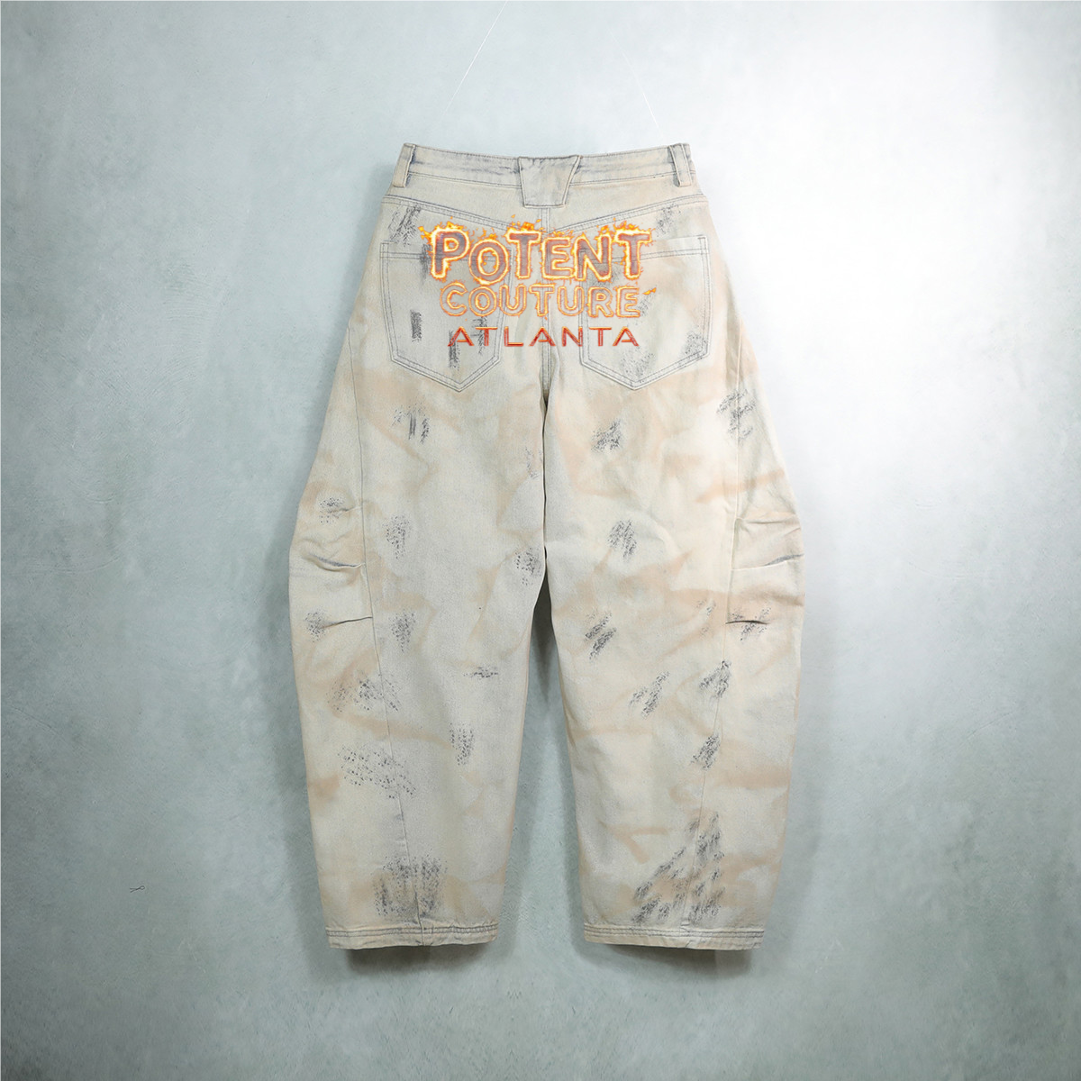 Unisex Elaborately Designed Wide-leg Curved Blade Jeans