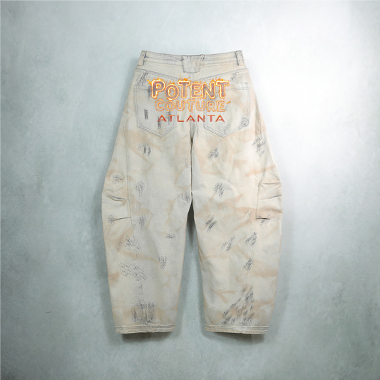 Unisex Elaborately Designed Wide-leg Curved Blade Jeans