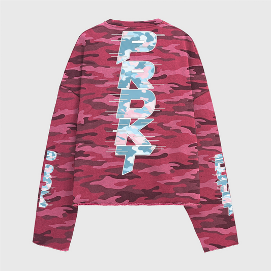 Unisex Heavyweight Rose Camo Cropped Crewneck Sweatshirt (420GSM)