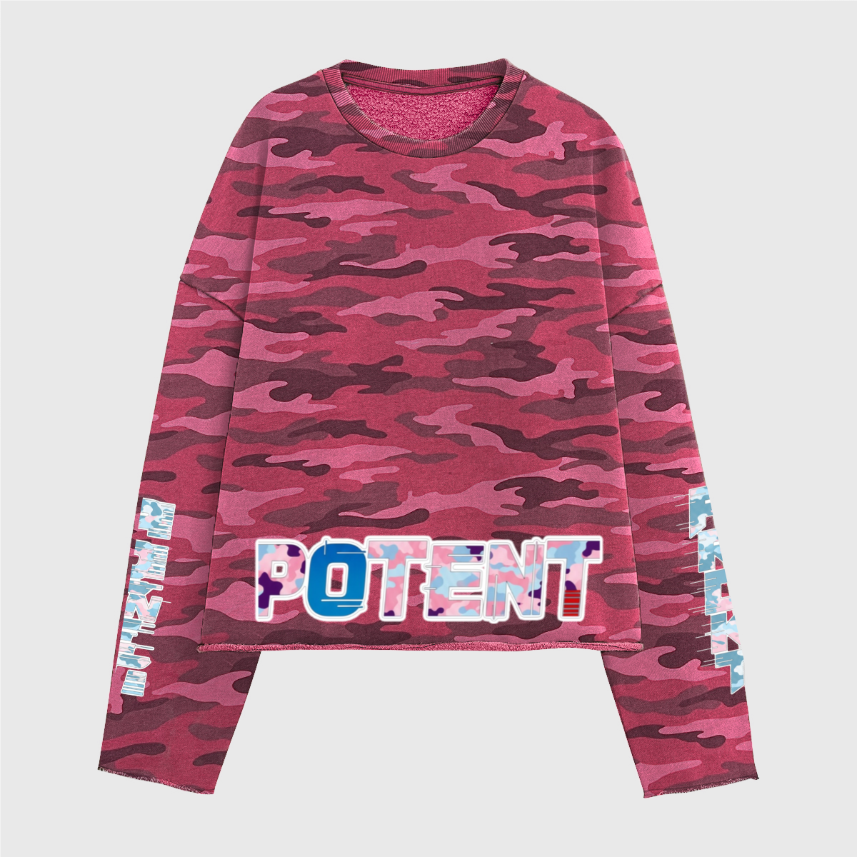 Unisex Heavyweight Rose Camo Cropped Crewneck Sweatshirt (420GSM)