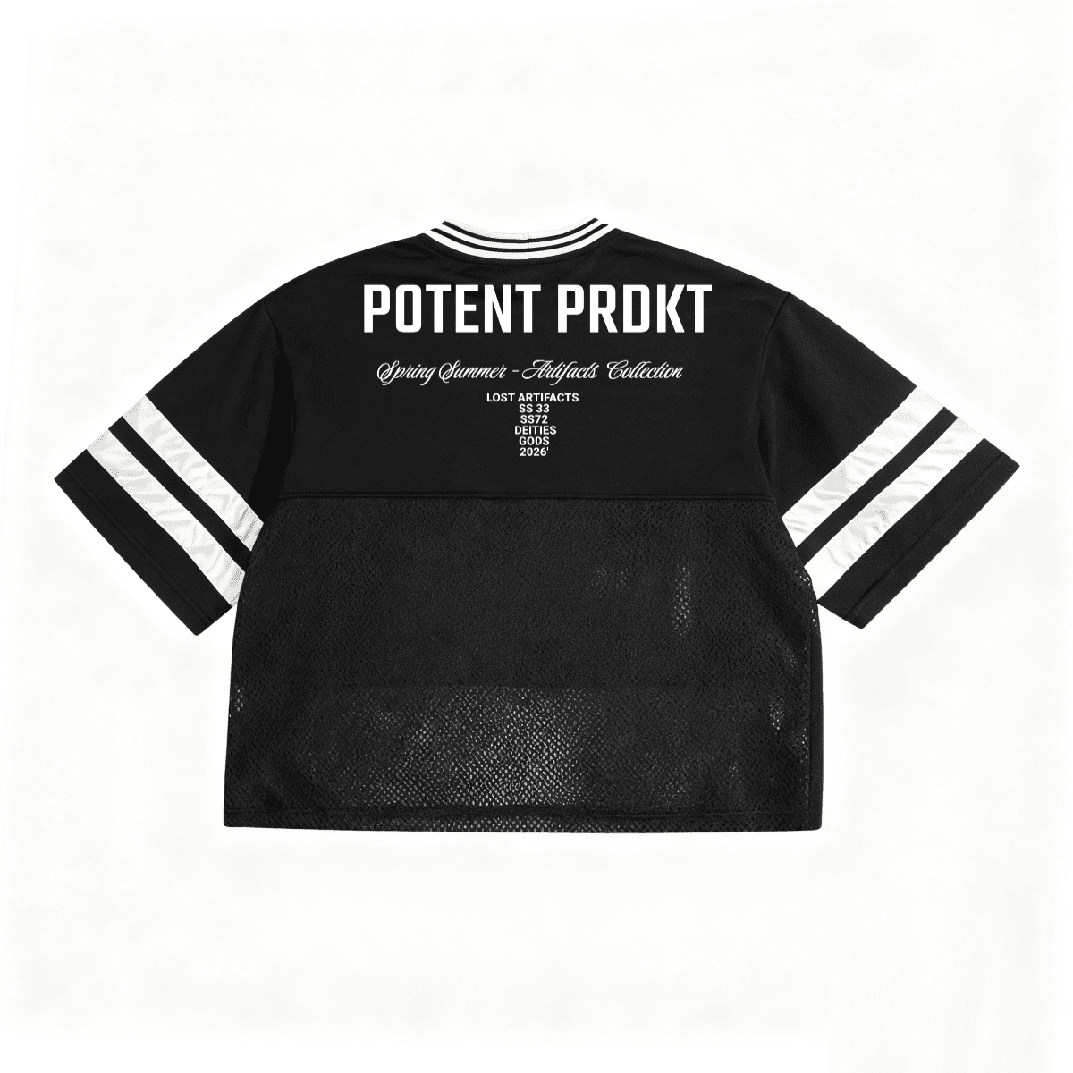 Unisex Oversized Cropped Vintage Jacquard-collar Mesh T-shirt（290GSM）