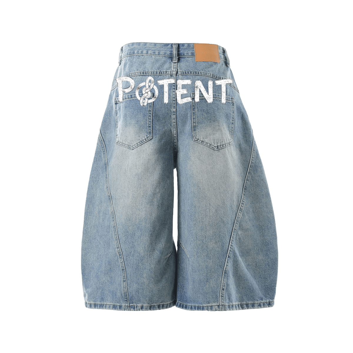 Unisex Wide-Leg Curved Blade Denim Shorts
