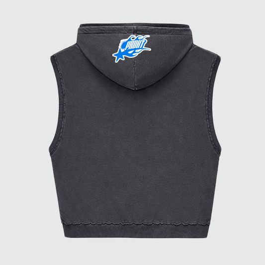 Unisex Heavyweight Washed Boxy Sleeveless Hoodie Vest（350GSM）