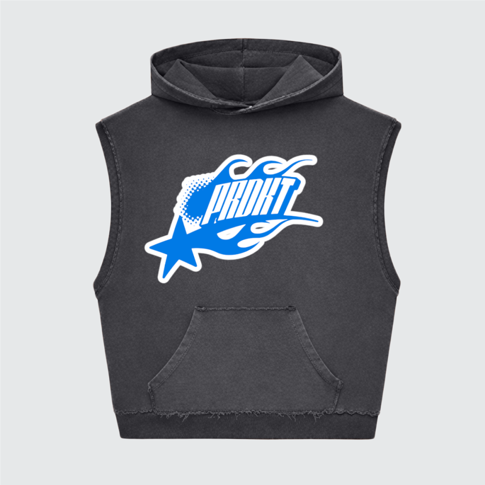 Unisex Heavyweight Washed Boxy Sleeveless Hoodie Vest（350GSM）