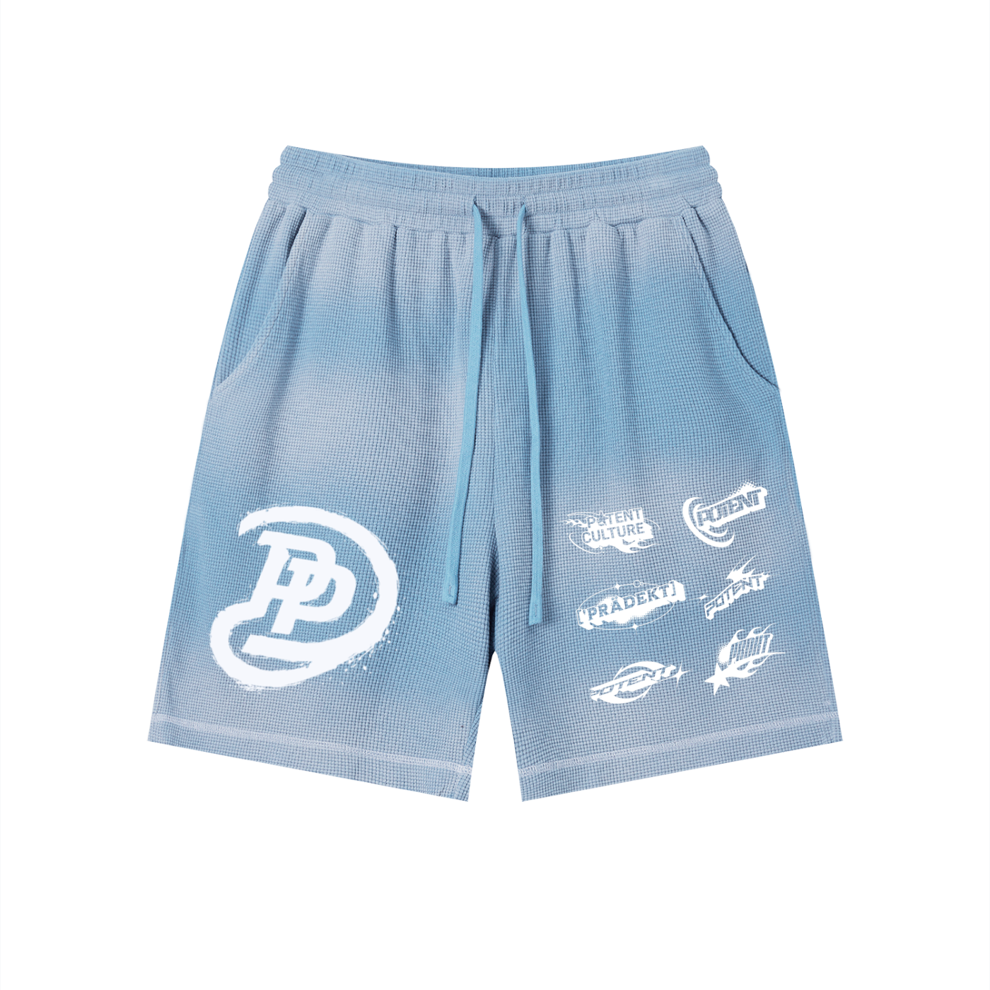 Unisex Sunfade Waffle Raw Hem Shorts