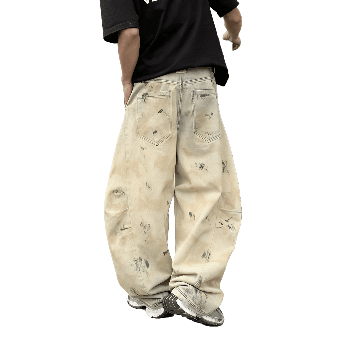 Unisex Elaborately Designed Wide-leg Curved Blade Jeans