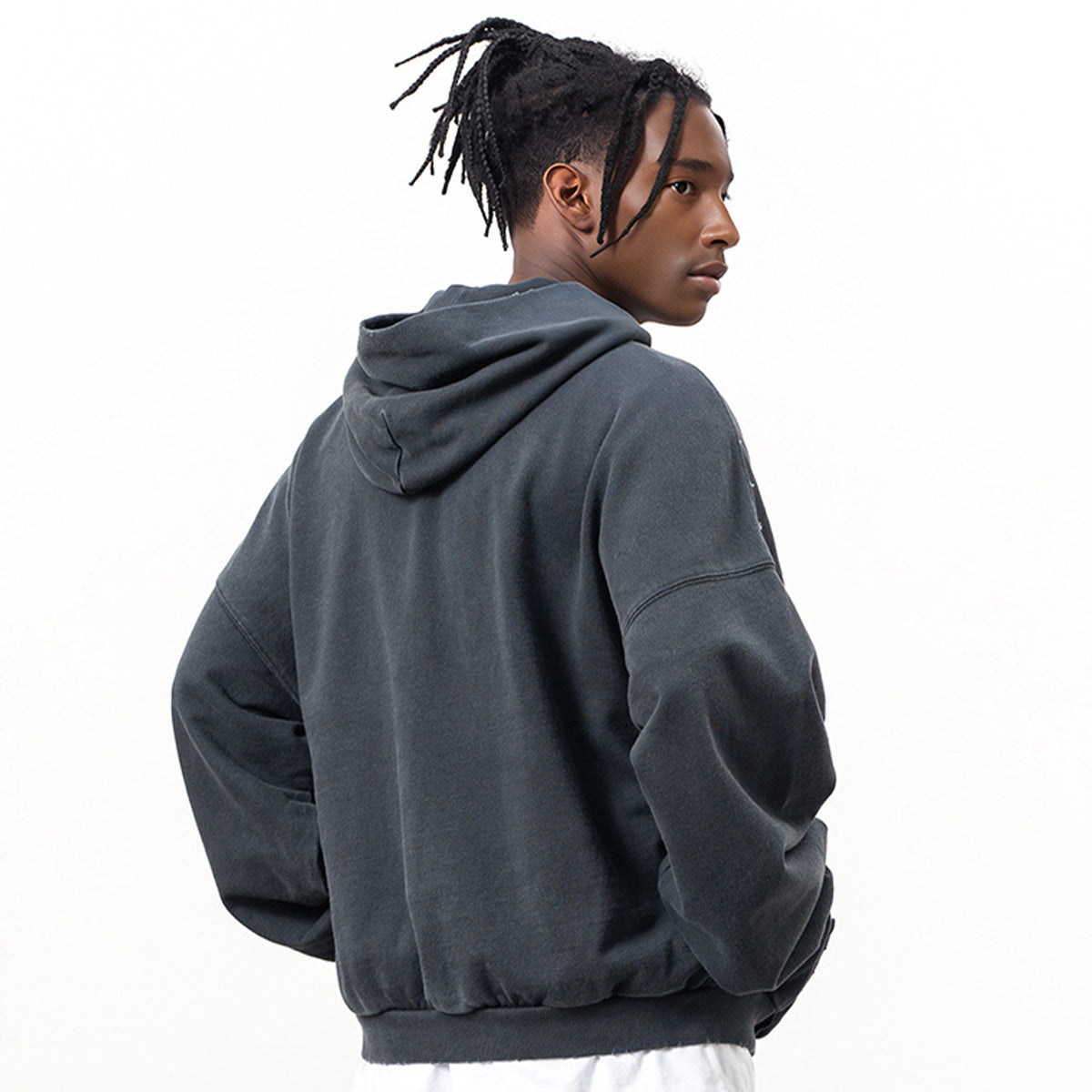 Heavyweight Reverse Pocket Design Distressed Hoodie (440GSM)