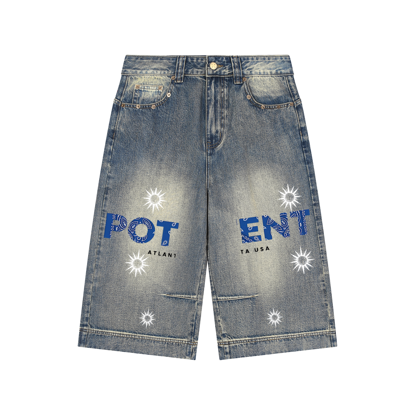 Vintage Wash Baggy Denim Shorts