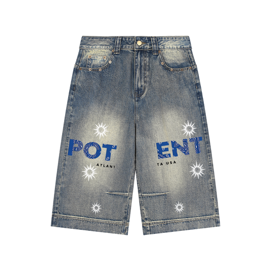 Vintage Wash Baggy Denim Shorts