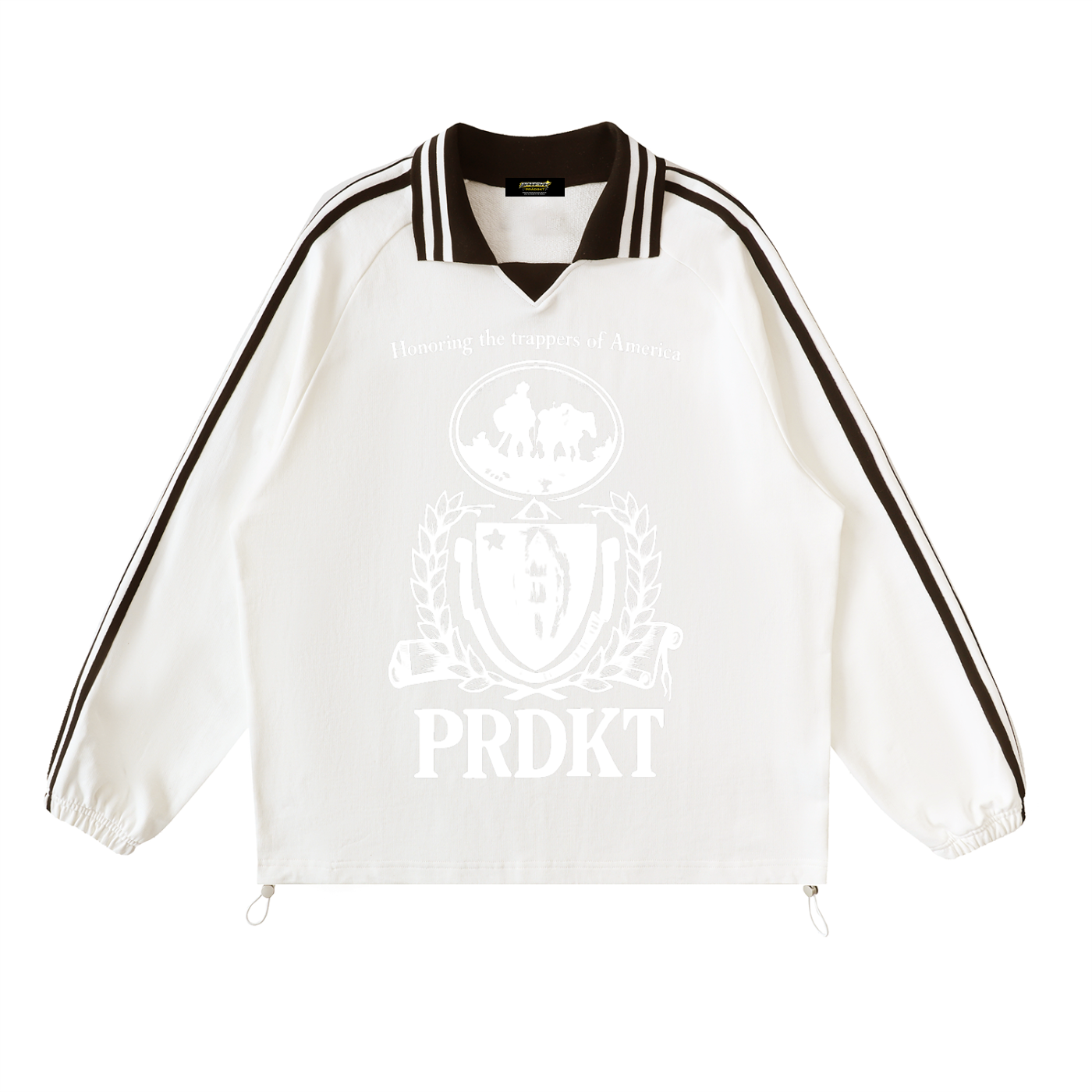 Contrast Striped Lapel Collar Sweatshirt