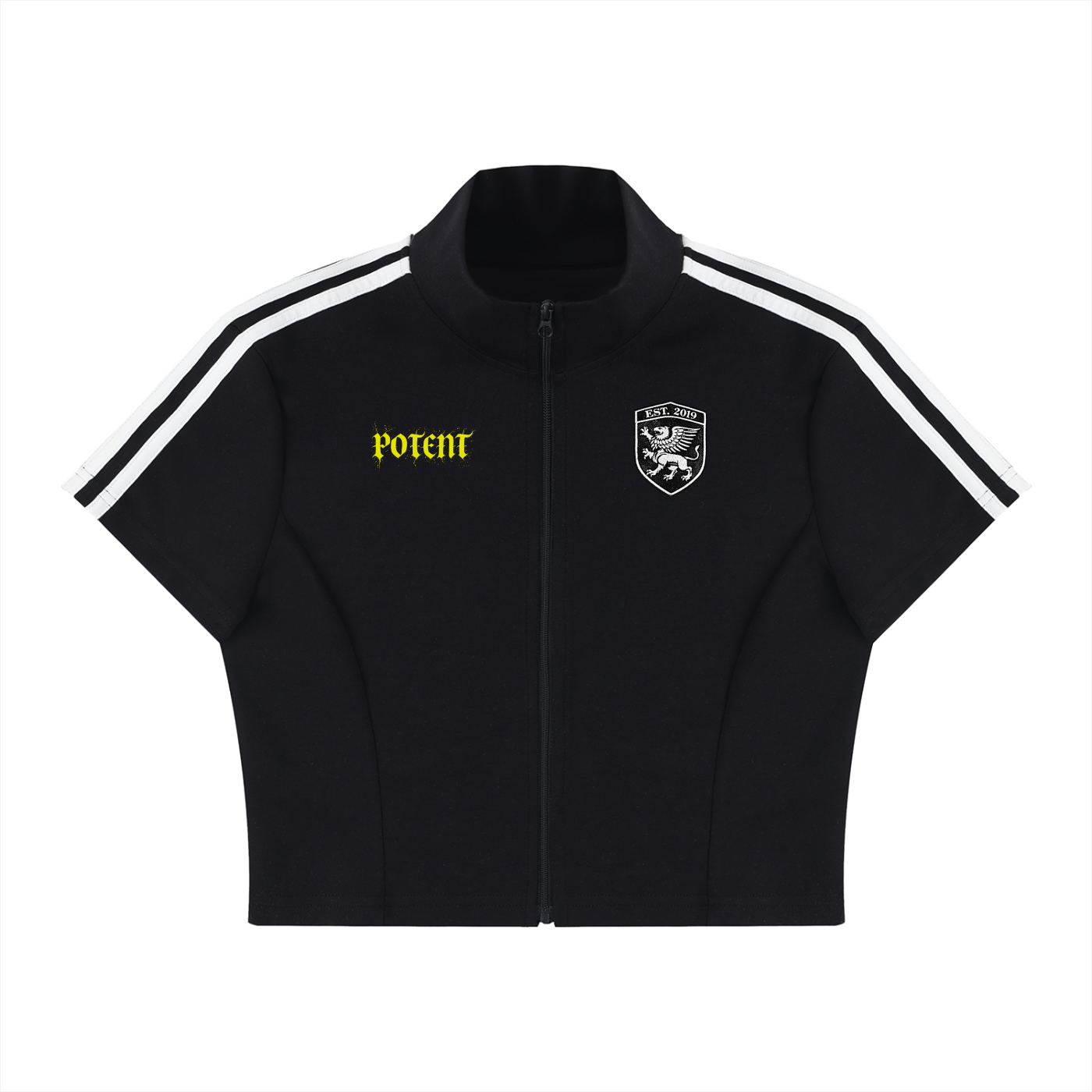 Women's Cropped Full Zip Short Sleeve T-Shirt