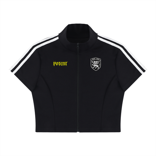 Women's Cropped Full Zip Short Sleeve T-Shirt