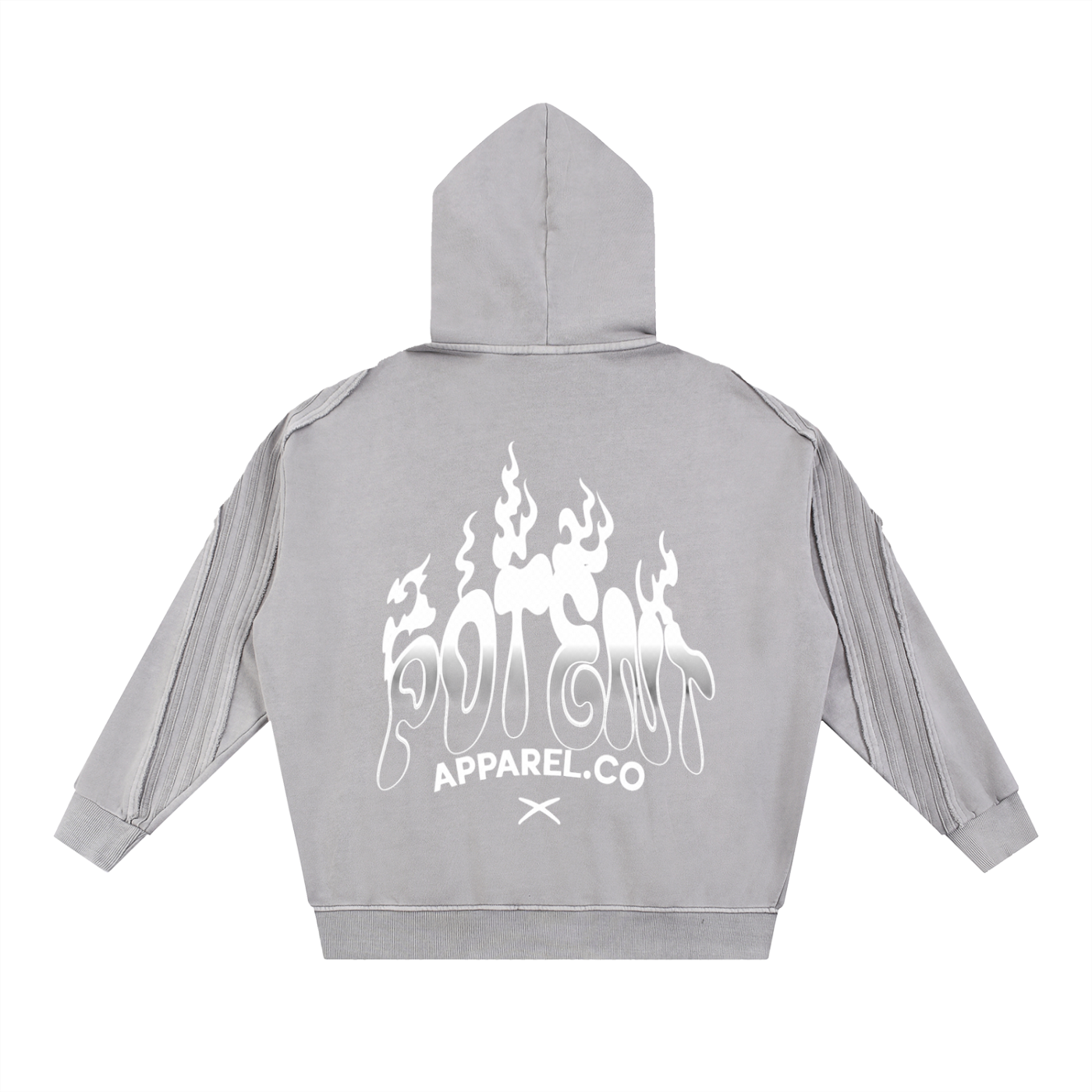 Snow Washed Tape Raw Edge Zip Hoodie