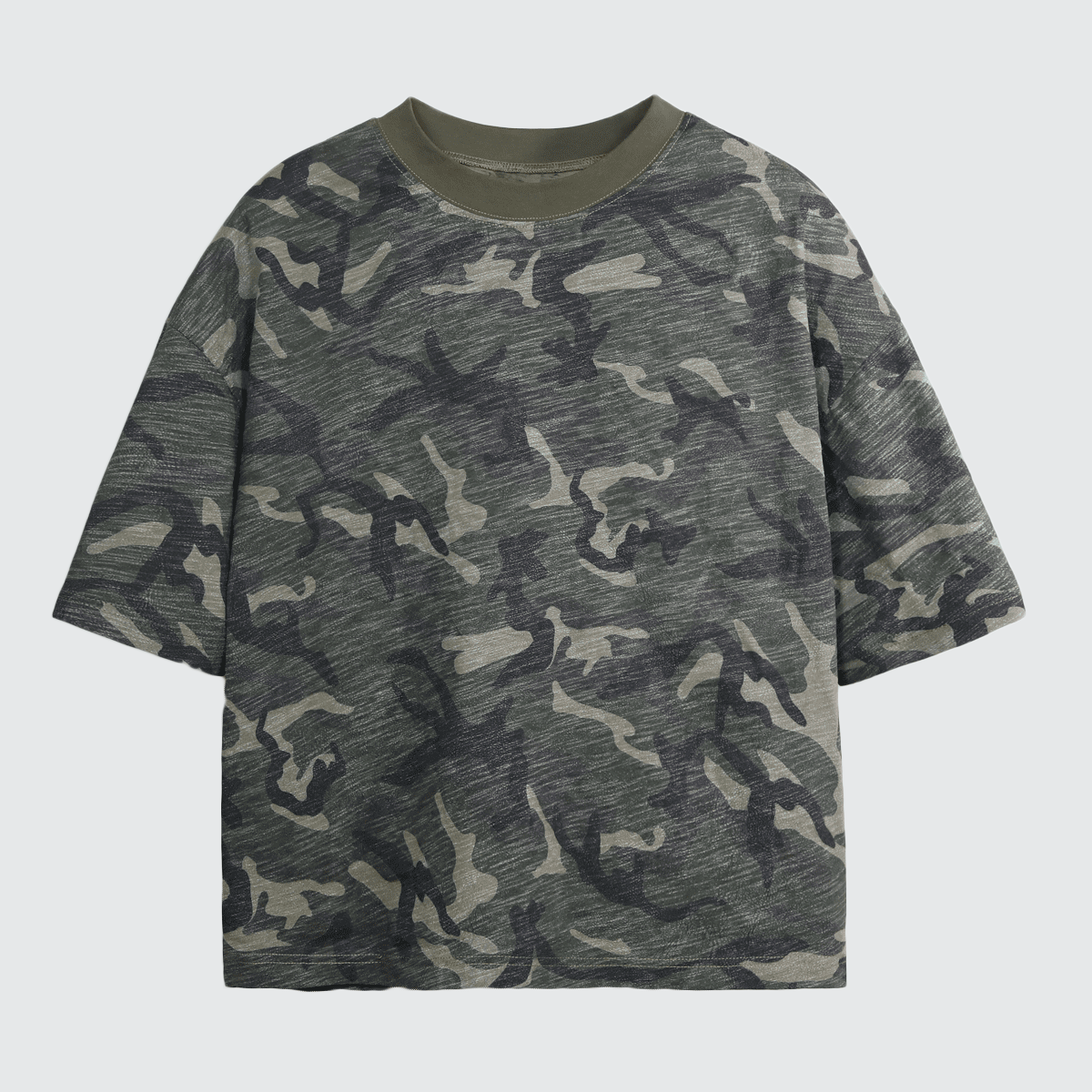 Unisex Heavyweight Camo Cropped Oversized T-Shirt (205GSM)