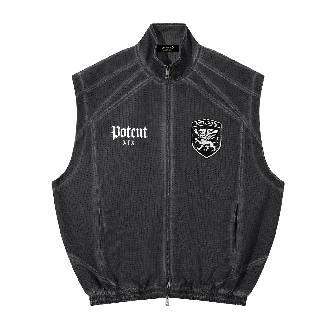 Unisex Vintage Wash Mesh Full-Zip Vest