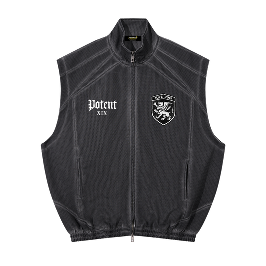 Unisex Vintage Wash Mesh Full-Zip Vest
