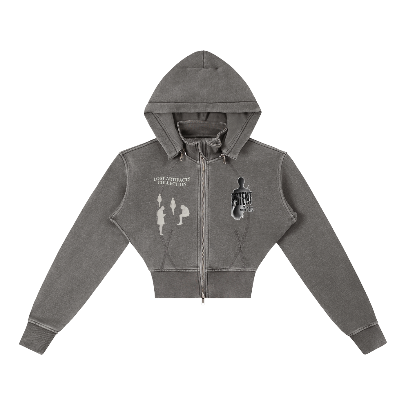Vintage Washed Cropped Fleece Hoodie
