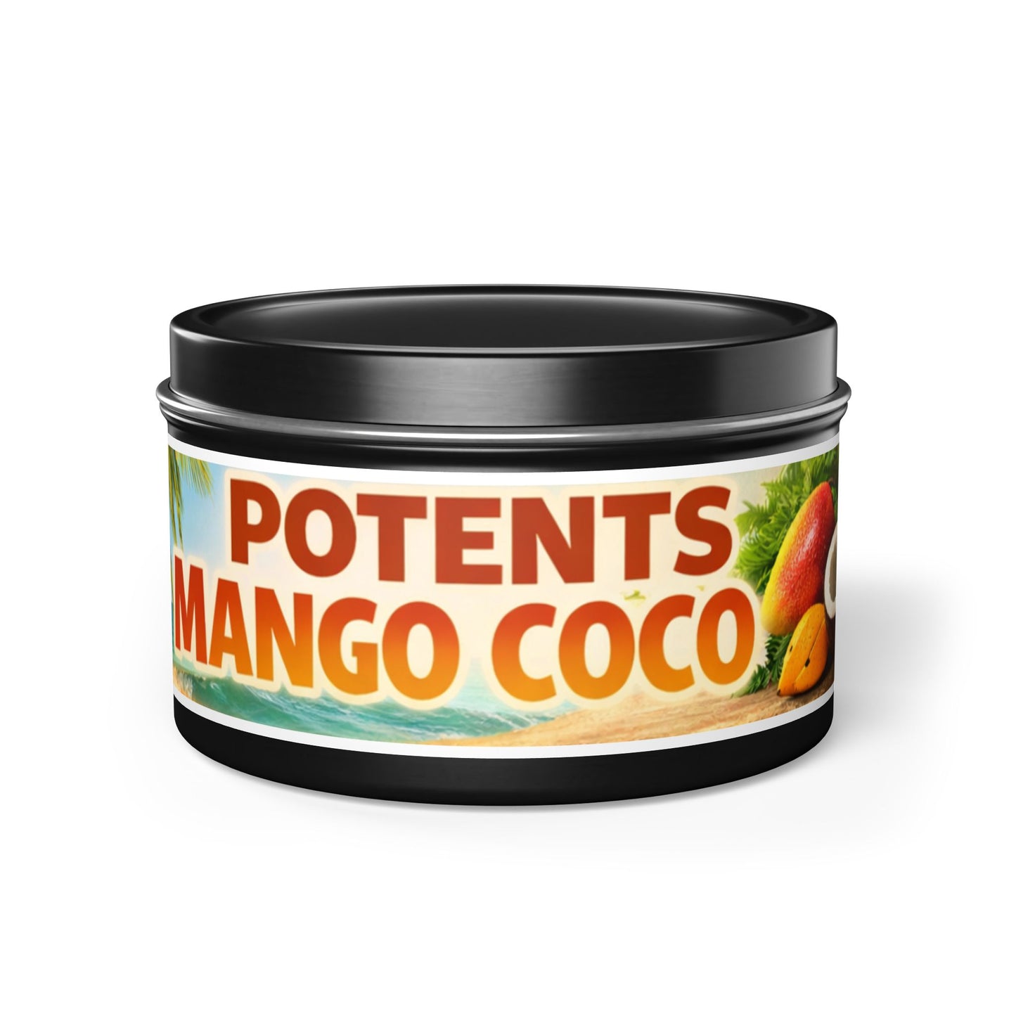 POTENTS Mango Coco Tin Candle — Tropical Mango & Coconut Scented Candle
