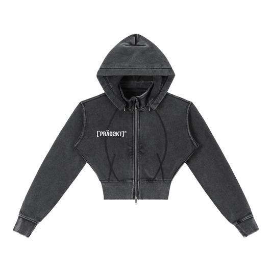 Vintage Washed Cropped Fleece Hoodie