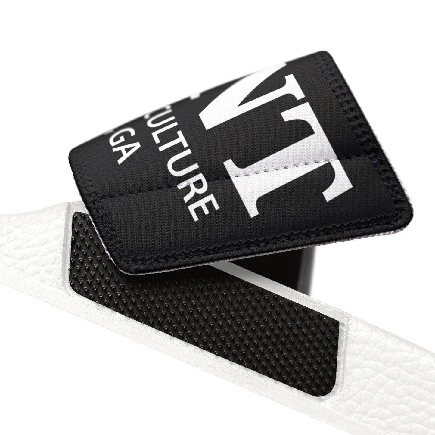 Removable-Strap Slide Sandals — Branded Black Band Casual Slides