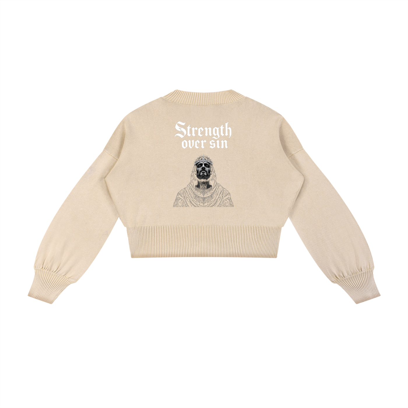 Mineral Wash Balloon Sleeve Cropped Sweater