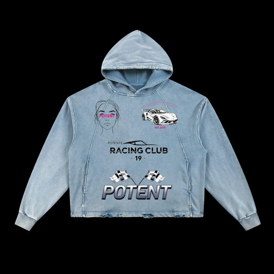 Vintage Washed Frayed-Hem Hoodie