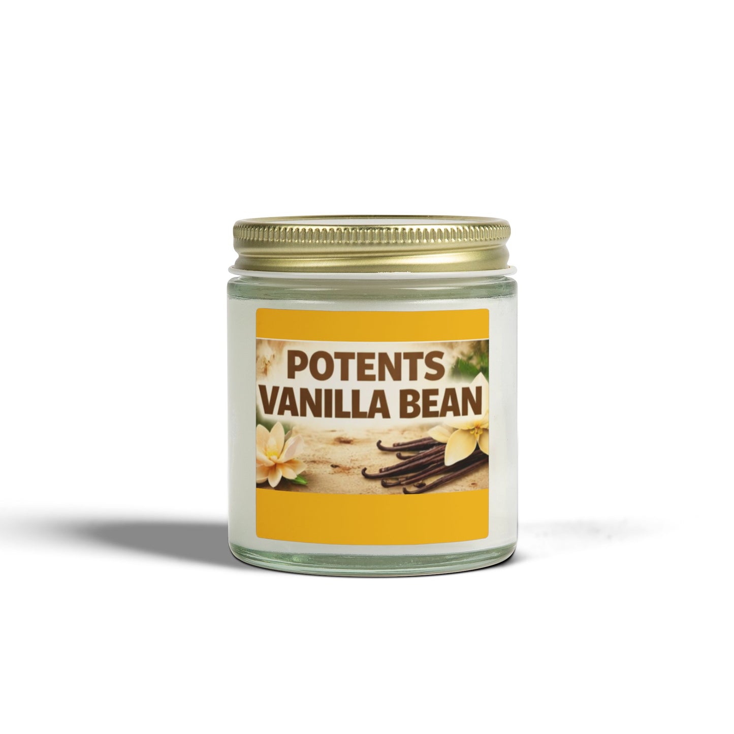 Vanilla Bean Scented Candle (4oz & 9oz) — Coconut Apricot Wax, Potent Vanilla Bean Aroma